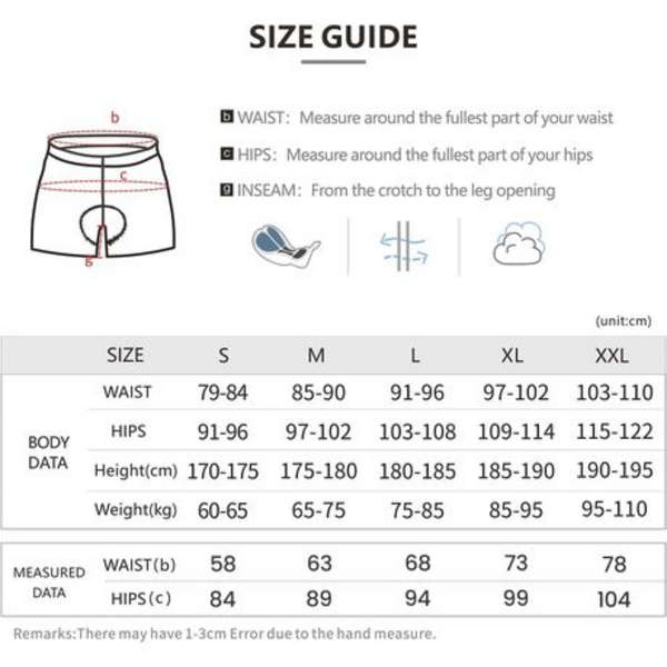 ARSUXEO Mens Cycling Underwear/Undershorts (9D-Gel Pad-Moisture Management)