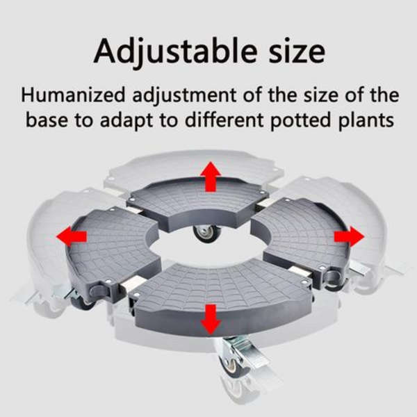 Adjustable, 4 Wheel Plant Caddy (Width 38.5-52CM) Grey