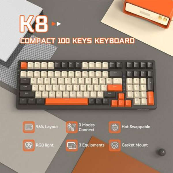 K8 RGB Mechanical Gaming Keyboard -3 Connections USB C/BT5.0/2.4g