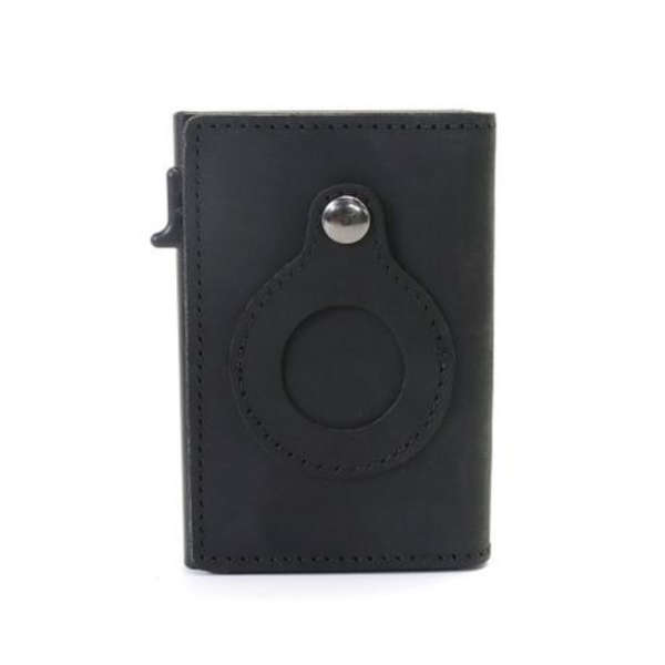 T4U Genuine Leather Pop-Up Credit Card Wallet with Airtag Holder