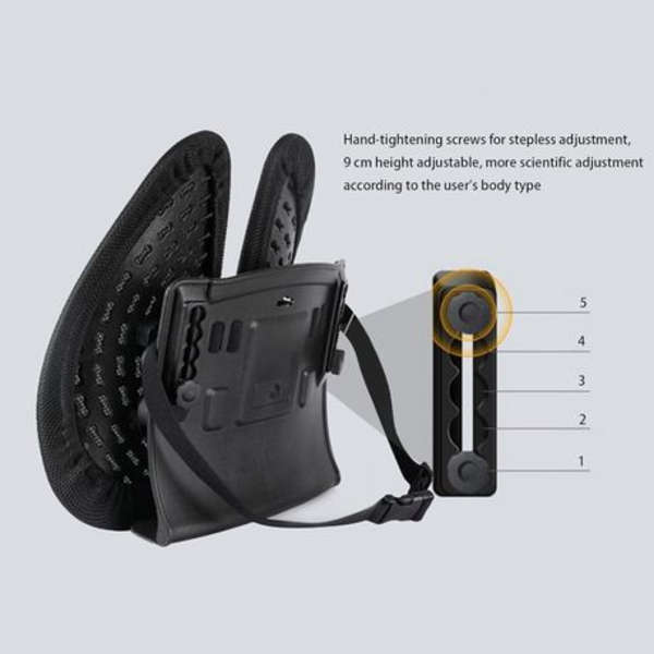 Adjustable &amp; Breathable Lumbar Support 40x40x14cm - Black
