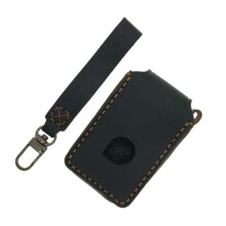 Hallmo Genuine Leather Car Key Cover for Volvo XC40/60/90 2017 & Newer - Black & Brown