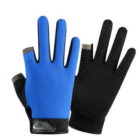Fishing and other Sports Gloves Non-Slip Two-Finger Exposed 1 Pair - Blue