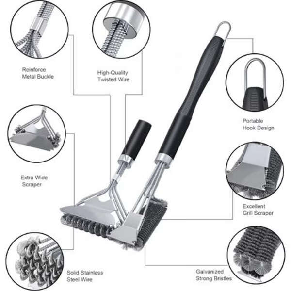 2 Piece Grill Brush and Scraper Set