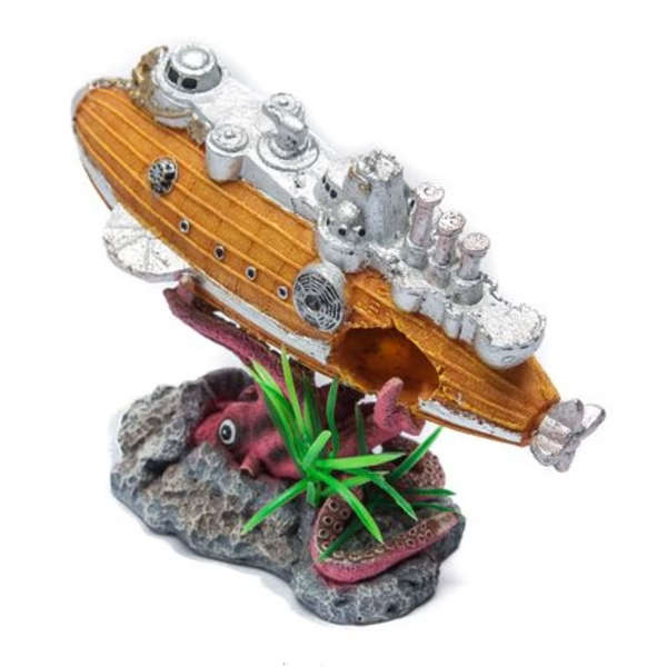 Sunken Submarine Fish Tank/Aquarium Resin Ornament