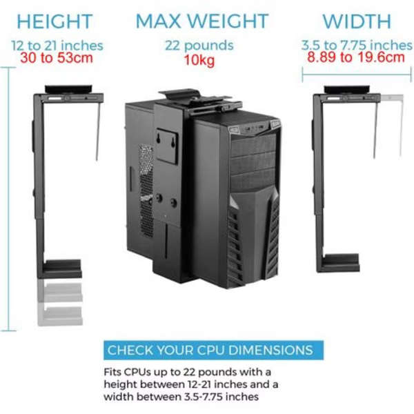 Under Desk CPU Tower Holder with Rotating Function