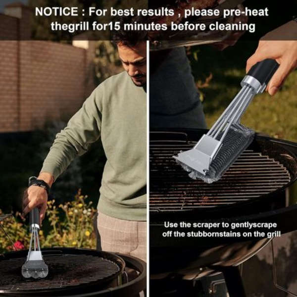 2 Piece Grill Brush and Scraper Set