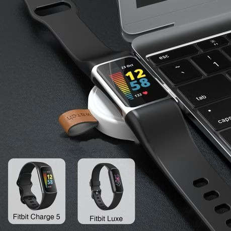 USB Charging Dock for Fitbit Charge 5 / Luxe A-07 (White)