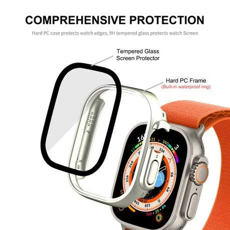 ENKAY Bumper with Tempered Glass for Apple Watch Ultra 49mm - Transparent