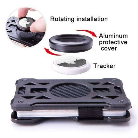 Aluminium & Carbon Fibre Card Wallet with Airtag Holder