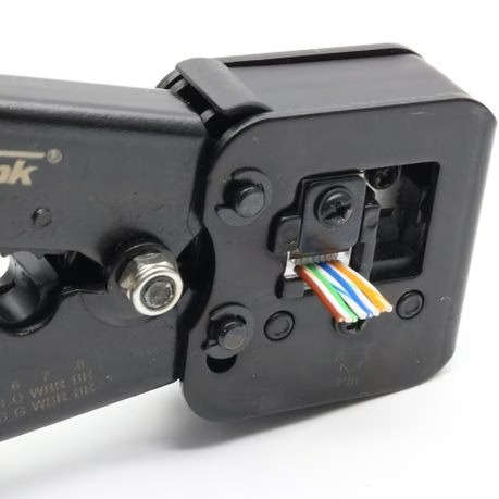 RJ45 Crimping Tool For Pass-Through Connectors With Extra Wire Stripper