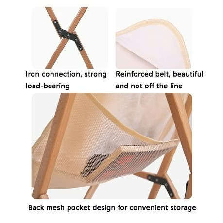 ShineTrip Luxury Beechwood Folding Chair with Bag (Black Canvas)