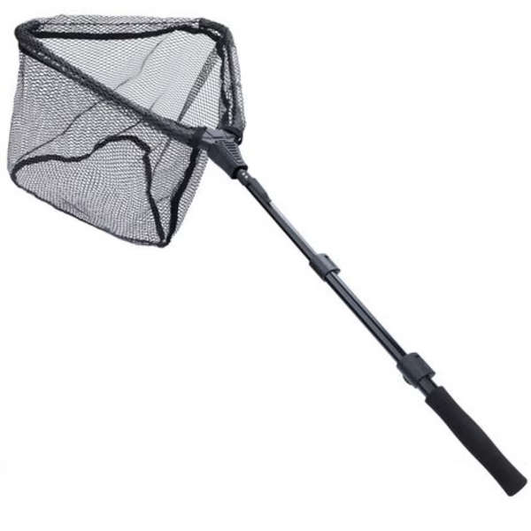 Telescopic Rubber Coated Landing Net (Foldable) - Black