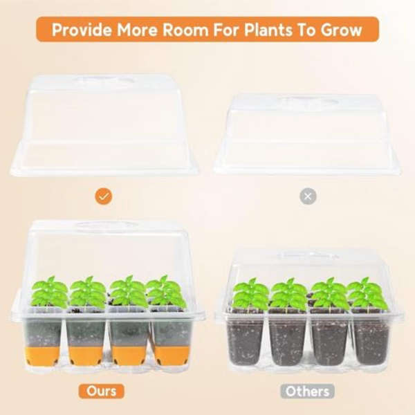 4 Pack Seed Starter Tray Kit with Silicone Bottoms &amp; Humidity Control Vents - Orange
