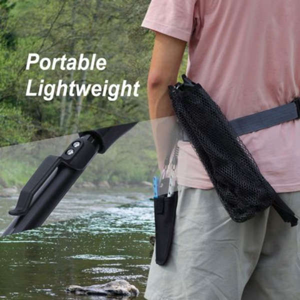 Telescopic Rubber Coated Landing Net (Foldable) - Black
