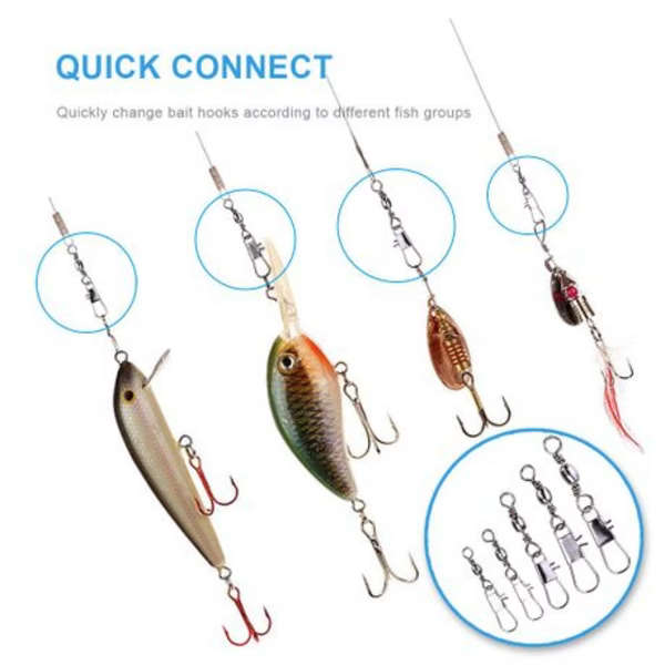 500pcs Fishing Hooks with 200pcs Barrel Snap Swivels