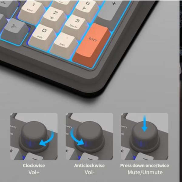 K82 Wired LED Gaming Keyboard With Rotatable Multimedia Function Keys - Grey, White