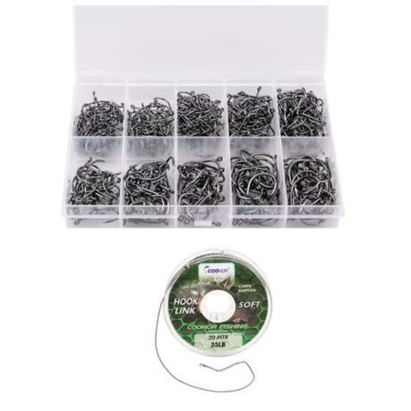 500pcs Fishing Hooks with20m 35LB Hook Link