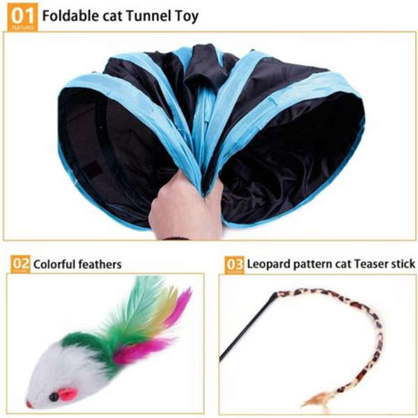22 Piece Interactive Cat Play Set With S-shaped Tunnel
