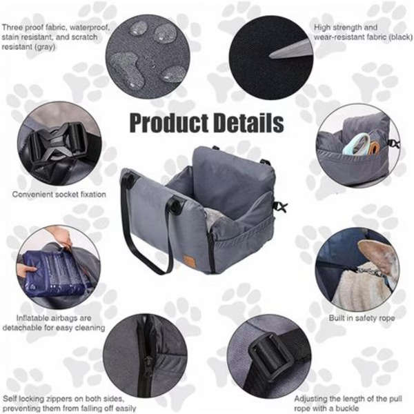 DogLemi 3-In-1 Inflatable Dog Car Seat Booster (49 x 42 x 30cm) with Pump