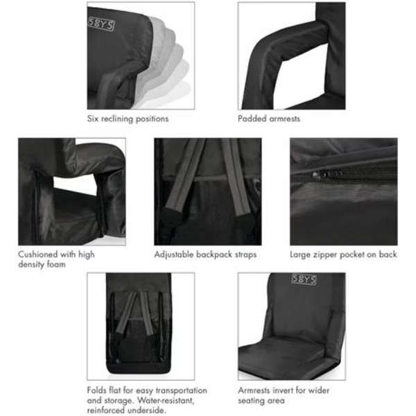 5by5 Padded Stadium Chair With Armrests &amp; Back Support - Extra Width