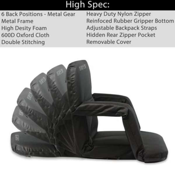 5by5 Padded Stadium Chair With Armrests &amp; Back Support - Extra Width