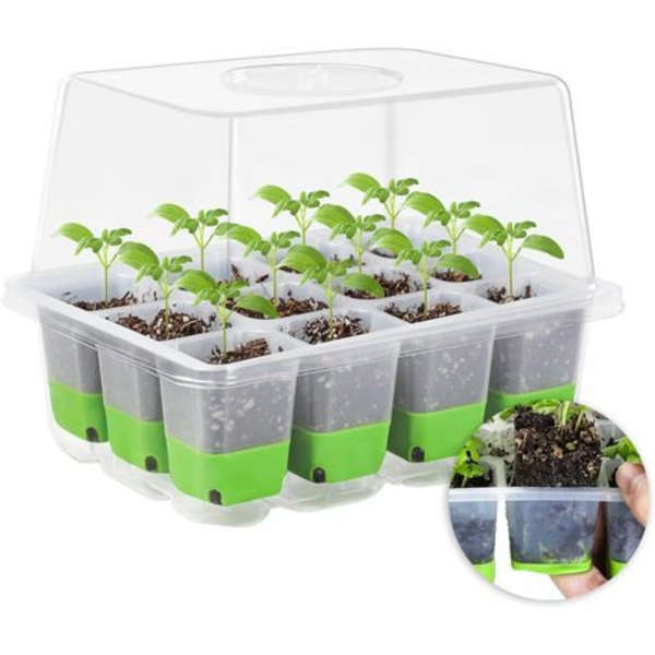 4 Pack Seed Starter Tray Kit with Silicone Bottoms &amp; Humidity Control Vents