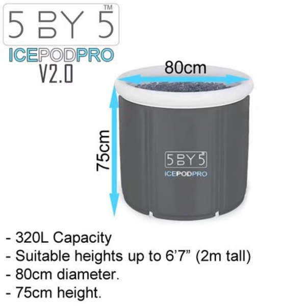 5by5 IcePodPro V2.0 Ice Bath With Bag, Thermometer &amp; Hand Pump