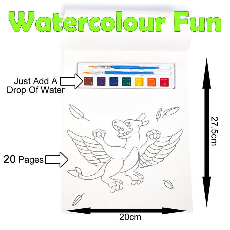Water Paint Colouring Book Set - 20 page (Dinosaur World)