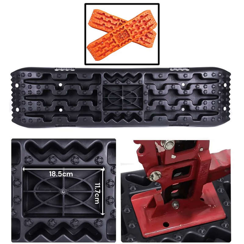 Recovery Traction Sand/Mud Tracks with Jack Base (Set Of 2) - Orange