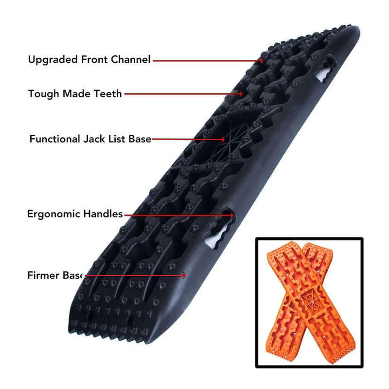 Recovery Traction Sand/Mud Tracks with Jack Base (Set Of 2) - Orange