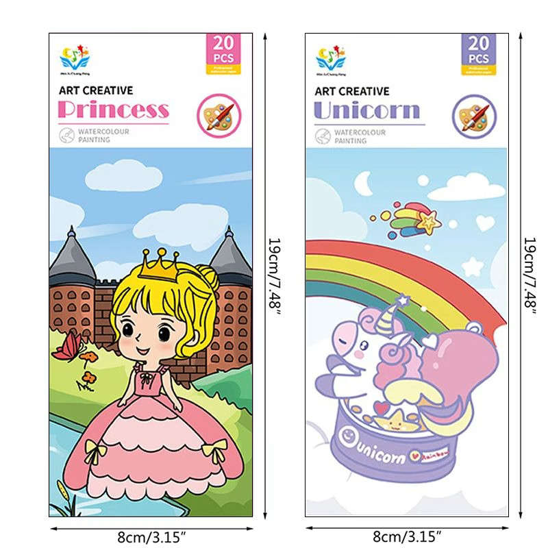 2x Pocket Water Paint Colouring Books with Paintbrush & Paint