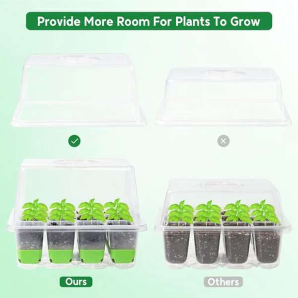 4 Pack Seed Starter Tray Kit with Silicone Bottoms &amp; Humidity Control Vents