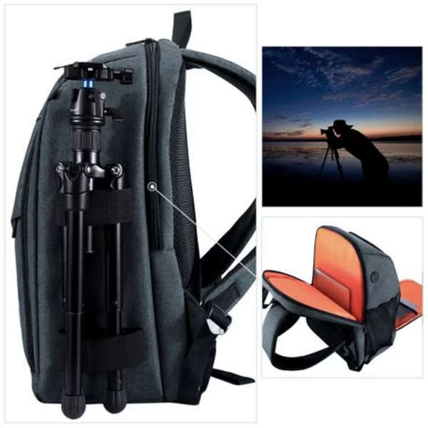 PULUZ Camera Backpack. Waterproof, Scratch-proof with Rain Cover (Grey)