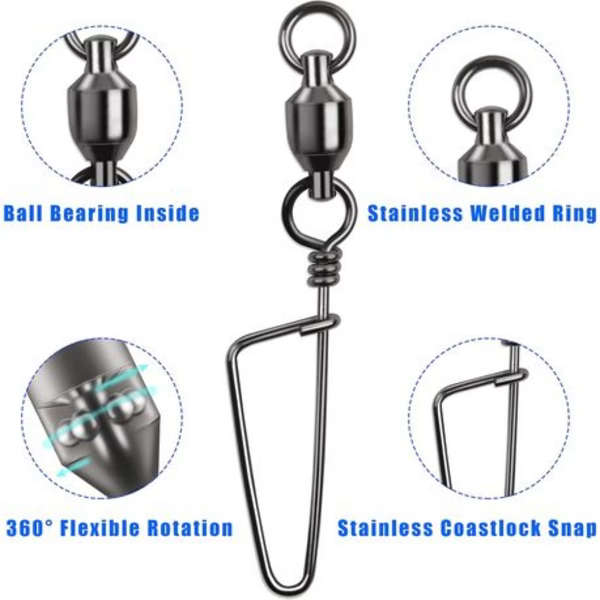 50pcs Ball Bearing Swivel with Coastlock Snap #1