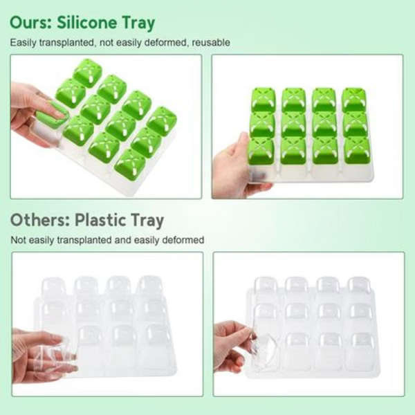 4 Pack Seed Starter Tray Kit with Silicone Bottoms &amp; Humidity Control Vents