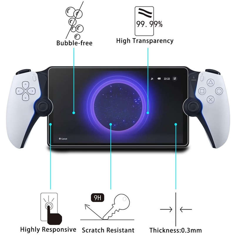 2 Pack Tempered Glass Screen Protector for PlayStation Portal Remote Player