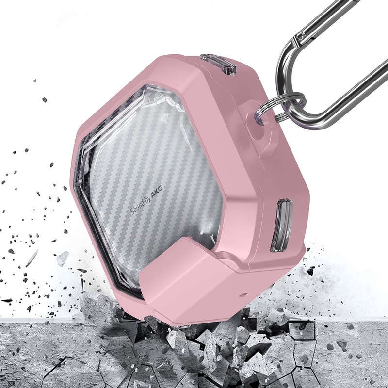 TPU+PC Armor Case with Carabiner for Samsung Galaxy Buds2 / Live / Pro / FE - Pink