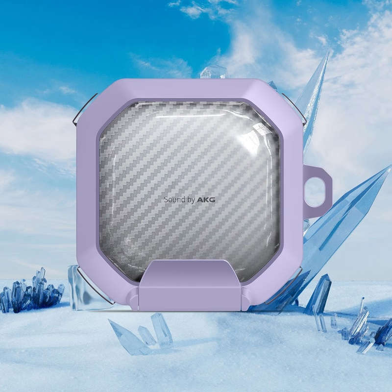 TPU+PC Armor Case with Carabiner for Samsung Galaxy Buds2 / Live / Pro / FE - Purple