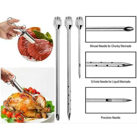 Stainless Steel Meat Injector Set w/ Pot Holder - Too Hot To Handle Graphic