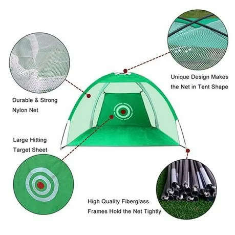 Portable Golf Practice Net 200 cm x 140 cm with Carry Bag - Black