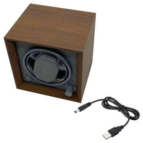 USB Powered Single Watch Winder with LED Backlight (Walnut Finish)