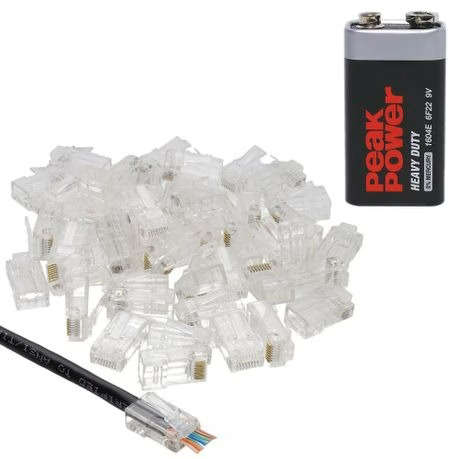 RJ45 Network Crimping Tool Set with Pass-through Crimper & Connectors