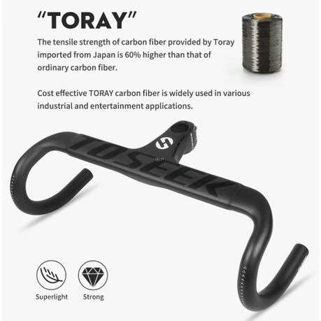 TOSEEK TR2200 Carbon Integrated Road Bar - 440mm Wide - 90mm Stem