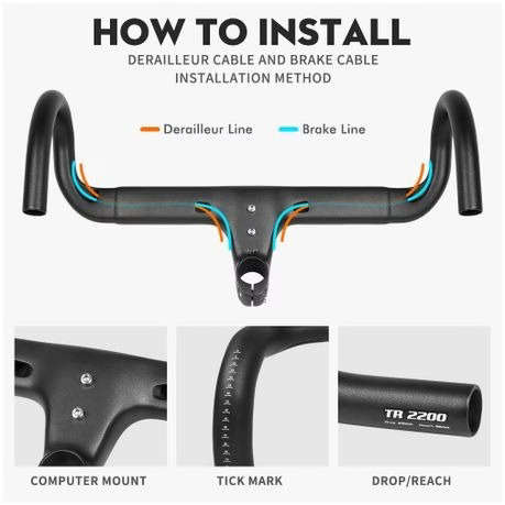 TOSEEK TR2200 Carbon Integrated Road Bar - 440mm Wide - 90mm Stem