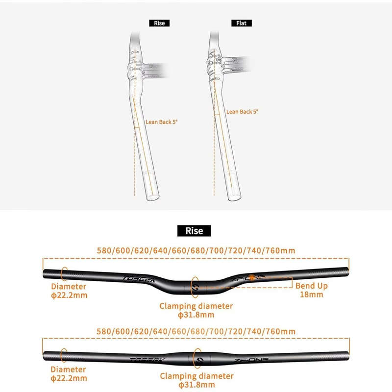 TOSEEK ZF-ONE Carbon Riser MTB Handlebar - 760mm Wide