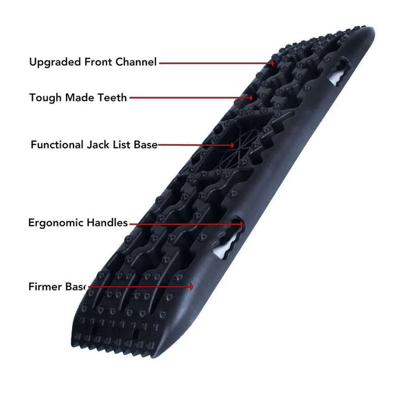 Recovery Traction Sand/Mud Tracks with Jack Base (Set Of 2) - Black
