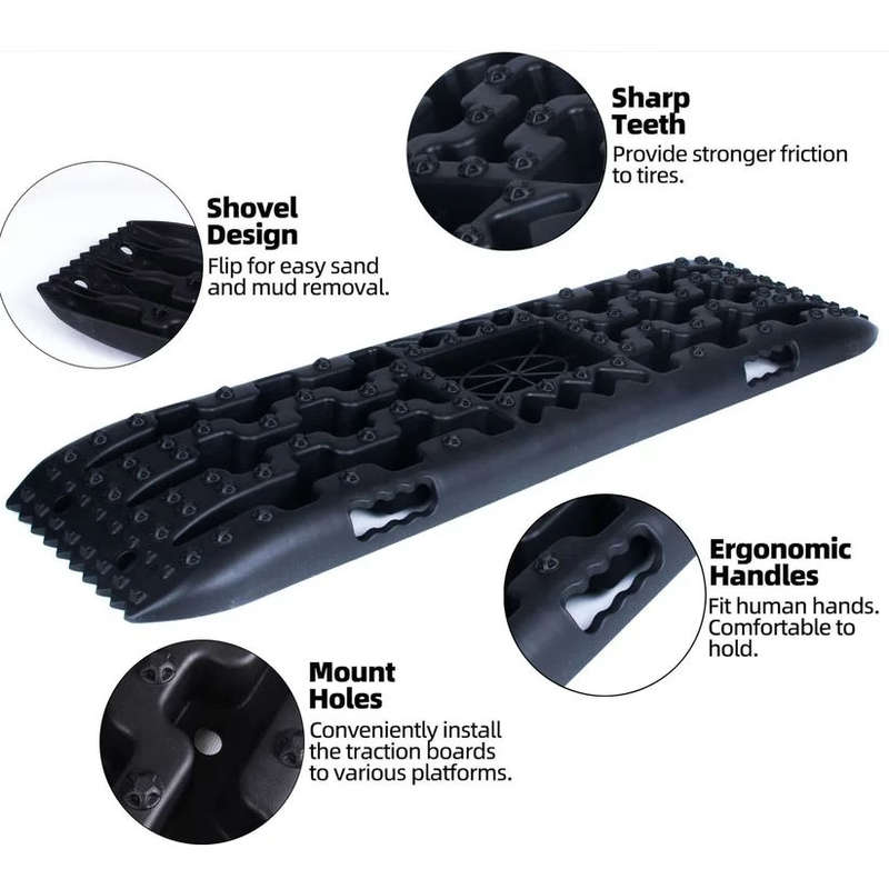 Recovery Traction Sand/Mud Tracks with Jack Base (Set Of 2) - Black