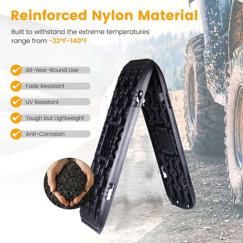 Recovery Traction Sand/Mud Tracks with Jack Base (Set Of 2) - Black