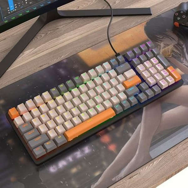 Olive Tree - K3 RGB Wired Mechanical Gaming Keyboard - Grey Orange